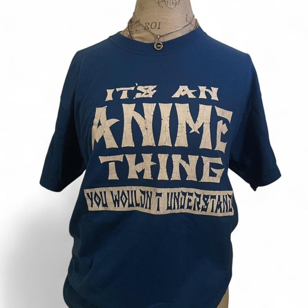 ITS AN ANIME THING • BLUE • WHITE • GRAPHIC TEE SHIRT • SIZE MEDIUM